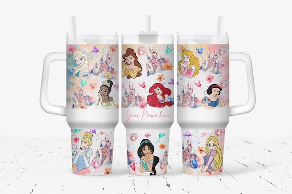 Princess 40oz Tumbler, Disney Princess Tumbler 40oz, Movies Characters 40oz Tumbler, Disney Princess tumbler, Glitter tumbler
