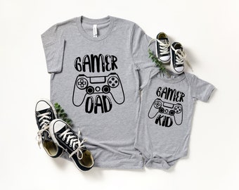 Gamer dad, gamer kid tshirt, Daddy & Me Shirts, Father and Son Matching Shirts, Father and Son Gift