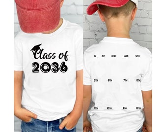 Class of 2036 Handprint Shirt, Grow With Me Keepsake