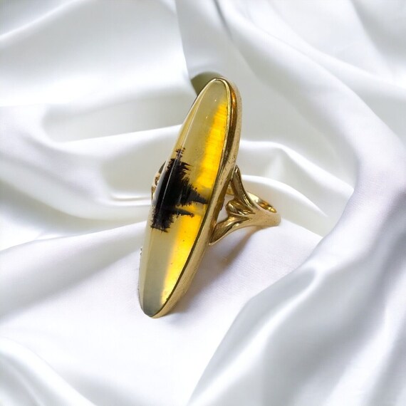 Antique 10k Gold Banded Agate Ring Sz 6.25 c1900 … - image 8