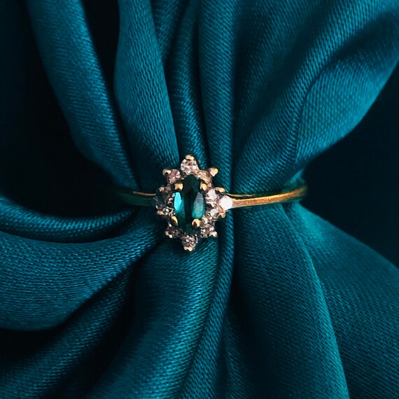 Emerald ring green 10k solid gold stackable ring m