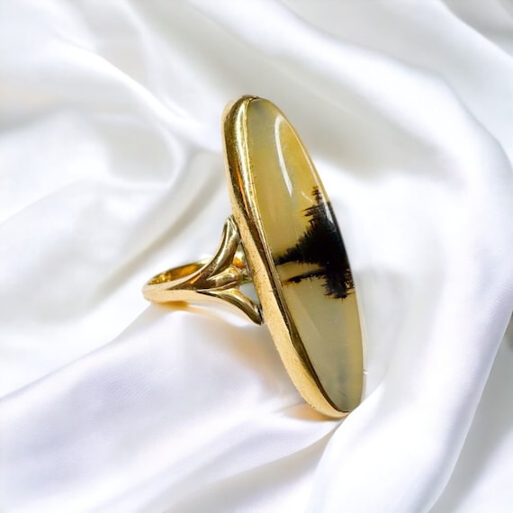 Antique 10k Gold Banded Agate Ring Sz 6.25 c1900 … - image 9