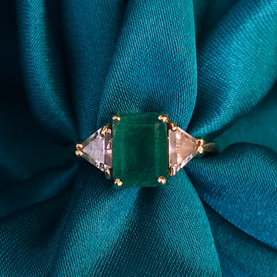 Emerald Ring 10k Gold Ring Solid gold emerald ring