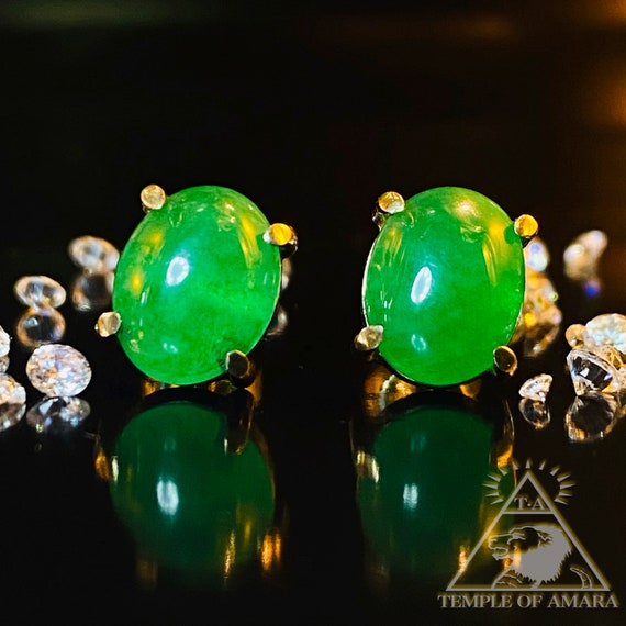 Emerald Earrings 14k Gold Earrings Large Emerald C