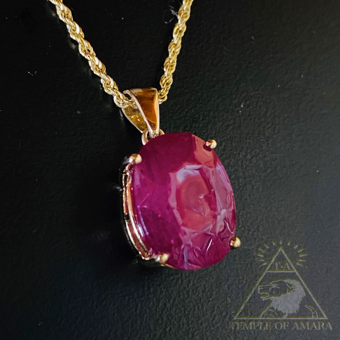 10k Gold 13ct Natural Ruby Necklace Large Ruby Pendant Great Etsy