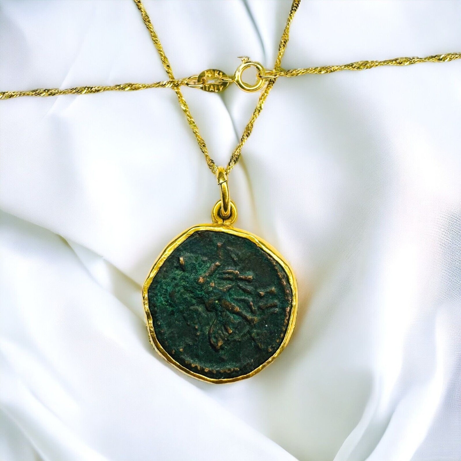 Authentic Ancient Roman Coin Necklace - Real Bronze Coin From 200-400 AD With Natural Patina