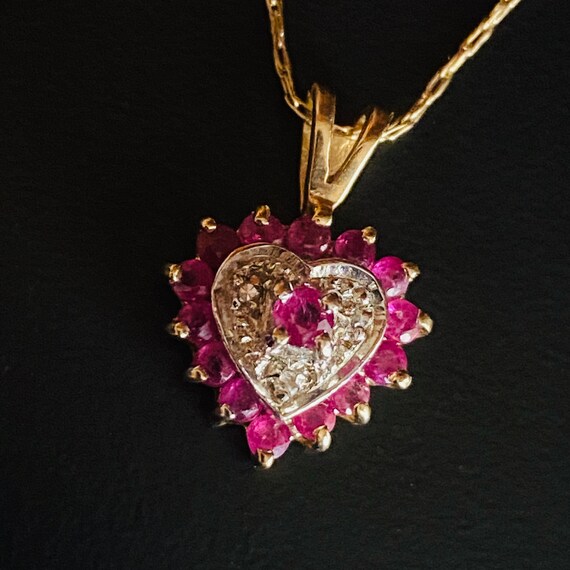 10k Gold Natural Ruby Necklace Natural Ruby Diamon