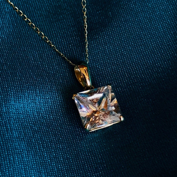 14k Gold Crystal Necklace Gold Diamond Like Neckla