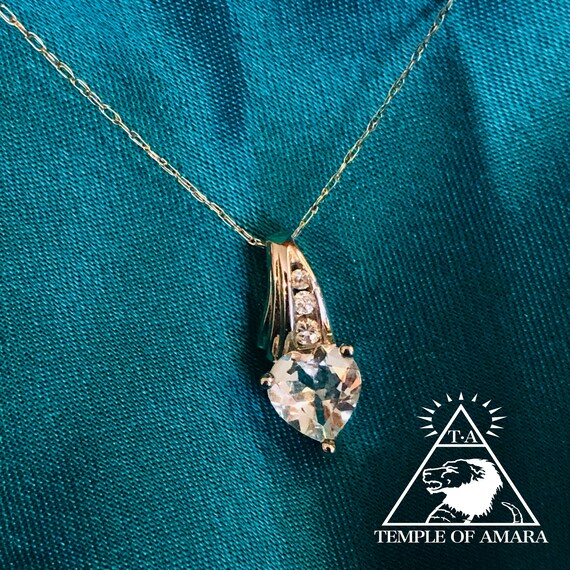 10k Gold Natural Aquamarine Necklace Solid White G