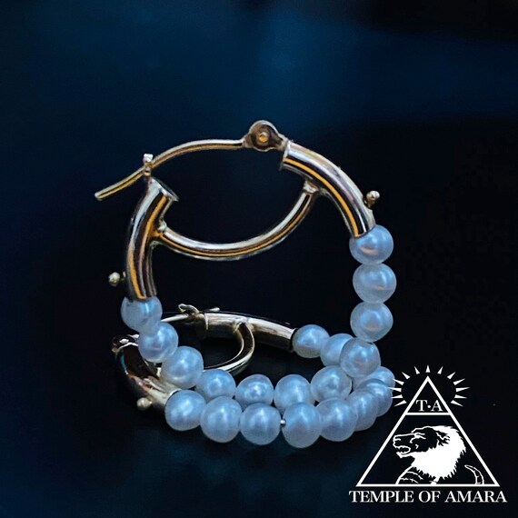 Pearl Earrings 14k Gold Hoops Hoop Earrings Solid