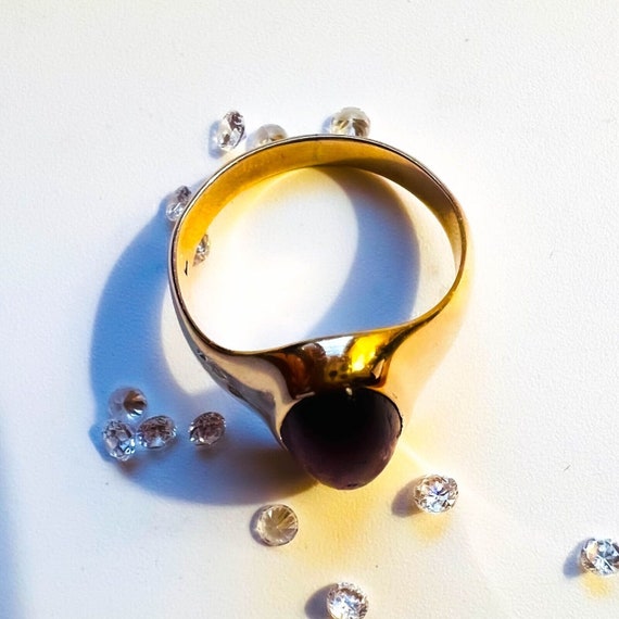 Antique Ring 10k Gold Georgian Era 3cttw Cabochon… - image 8