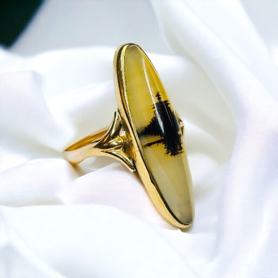 Antique 10k Gold Banded Agate Ring Sz 6.25 c1900 … - image 3