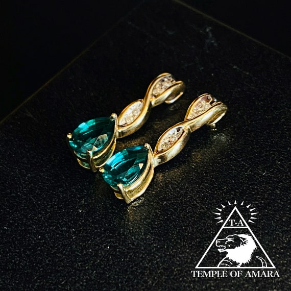 10k Gold Emerald Earrings 10kt Gold Emerald Dangle