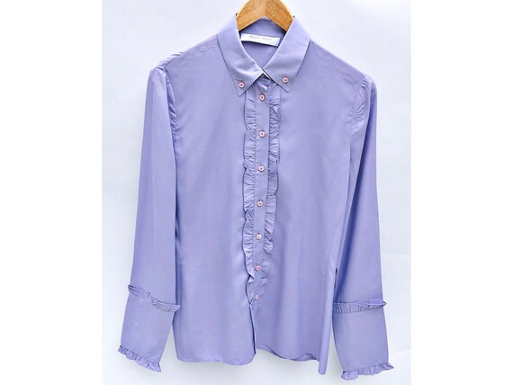 lavender ruffle blouse