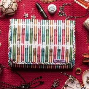 Colourful Feather Stripe Travel Jewellery Bag, Hanging Jewellery Organiser
