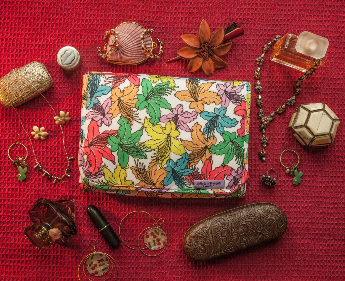 Colourful Floral Print Travel Jewellery Bag Hanging Jewellery Etsy