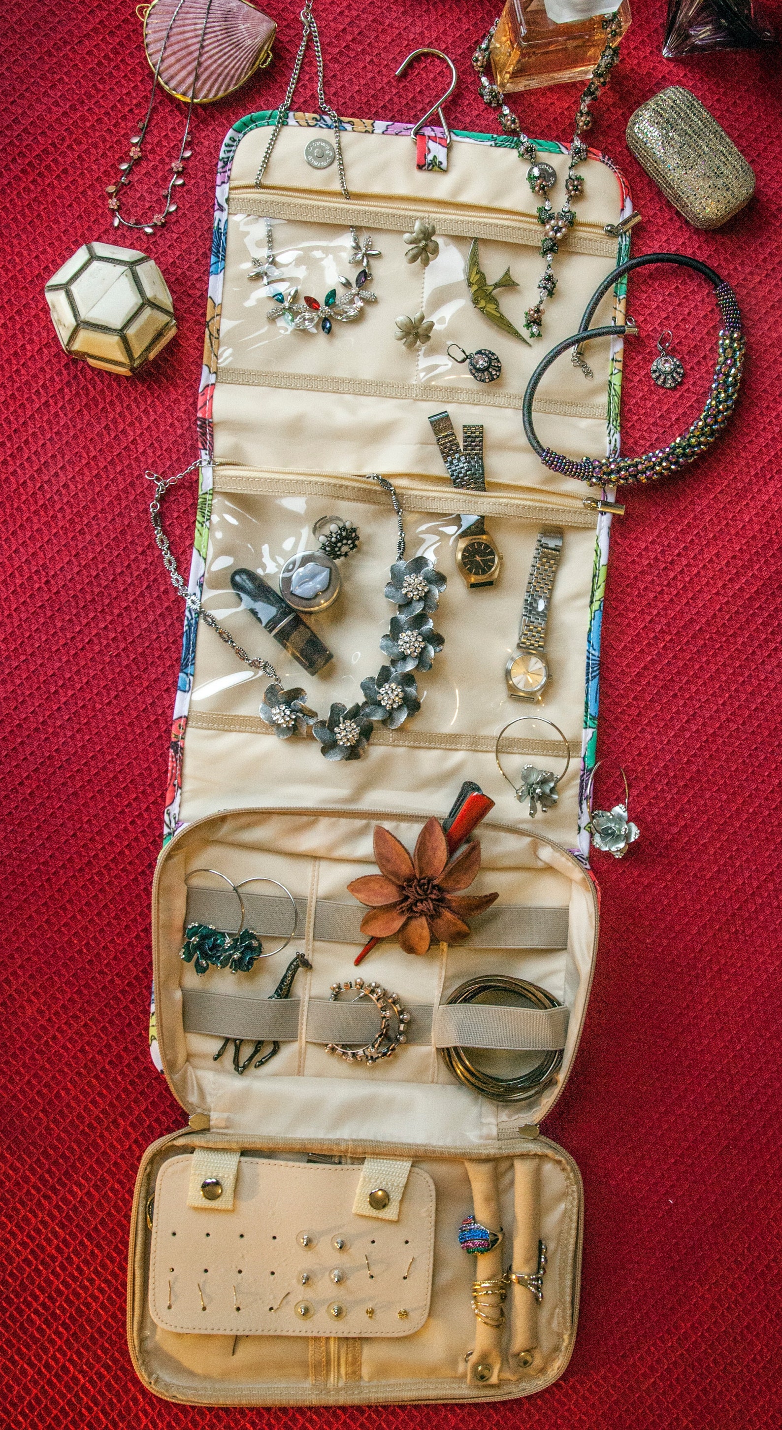 Colourful Floral Print Travel Jewellery Bag, Hanging Jewellery Organiser Etsy