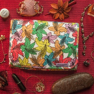 Colourful Floral Print Travel Jewellery Bag, Hanging Jewellery Organiser