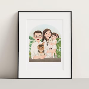 Bleistift-Stil kundenspezifische niedliche Porträt-Illustration, personalisierte einzelne Paar-Familien-Freunde, die Geschenkkarte Wedding sind
