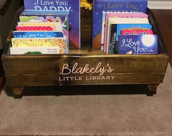 Large Footed Book Bin | Reclaimed Wood Book Box | Baby Shower Gift | Book Case | Nursery Book Storage Crate | Reading Nook | Gift Crate