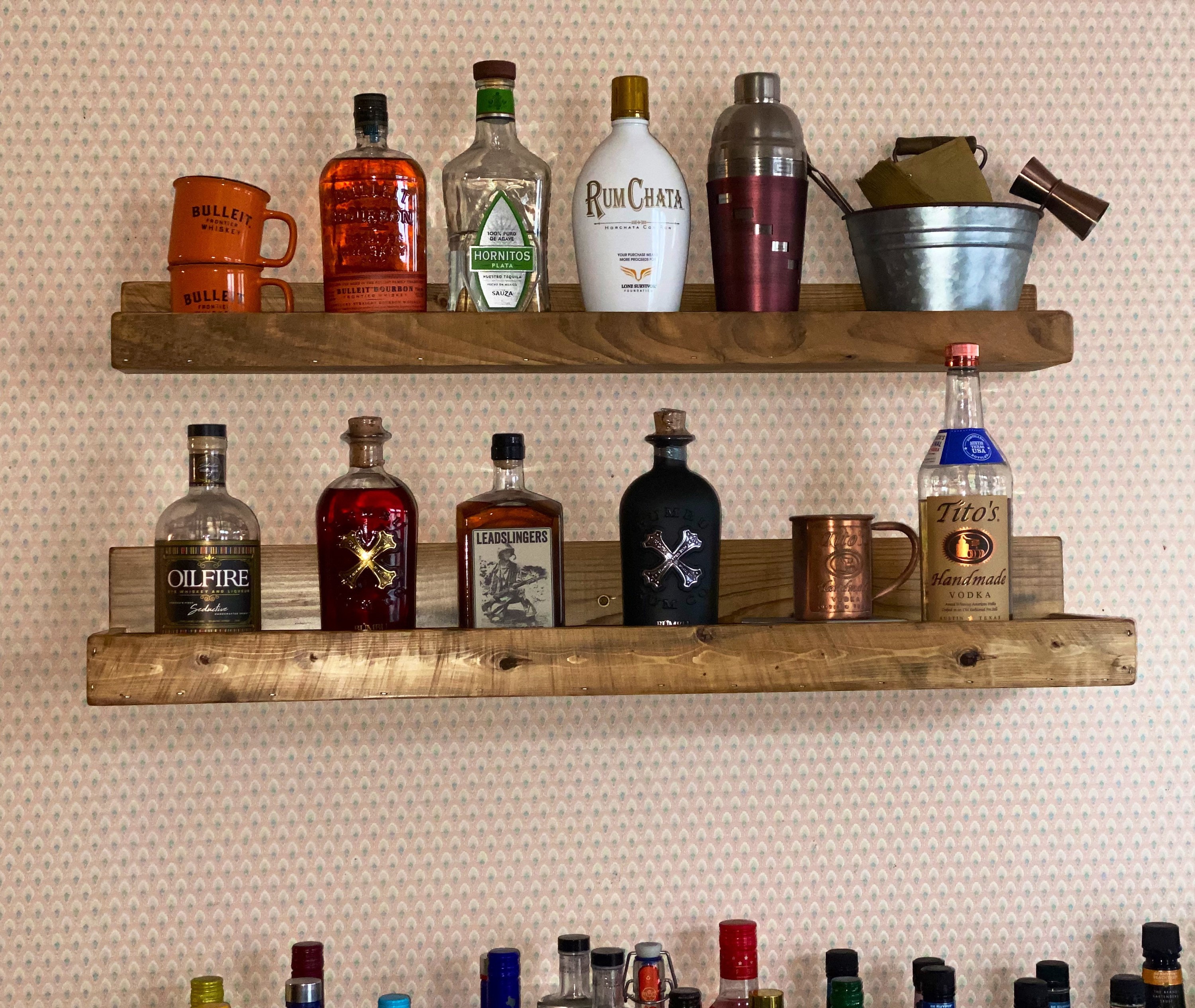 Reclaimed Wood Floating Bar Shelves 8 Deep Rustic Ledge Etsy