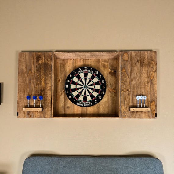 Handcrafted Reclaimed Wood Dartboard Cabinet – 27.5” X 27.5