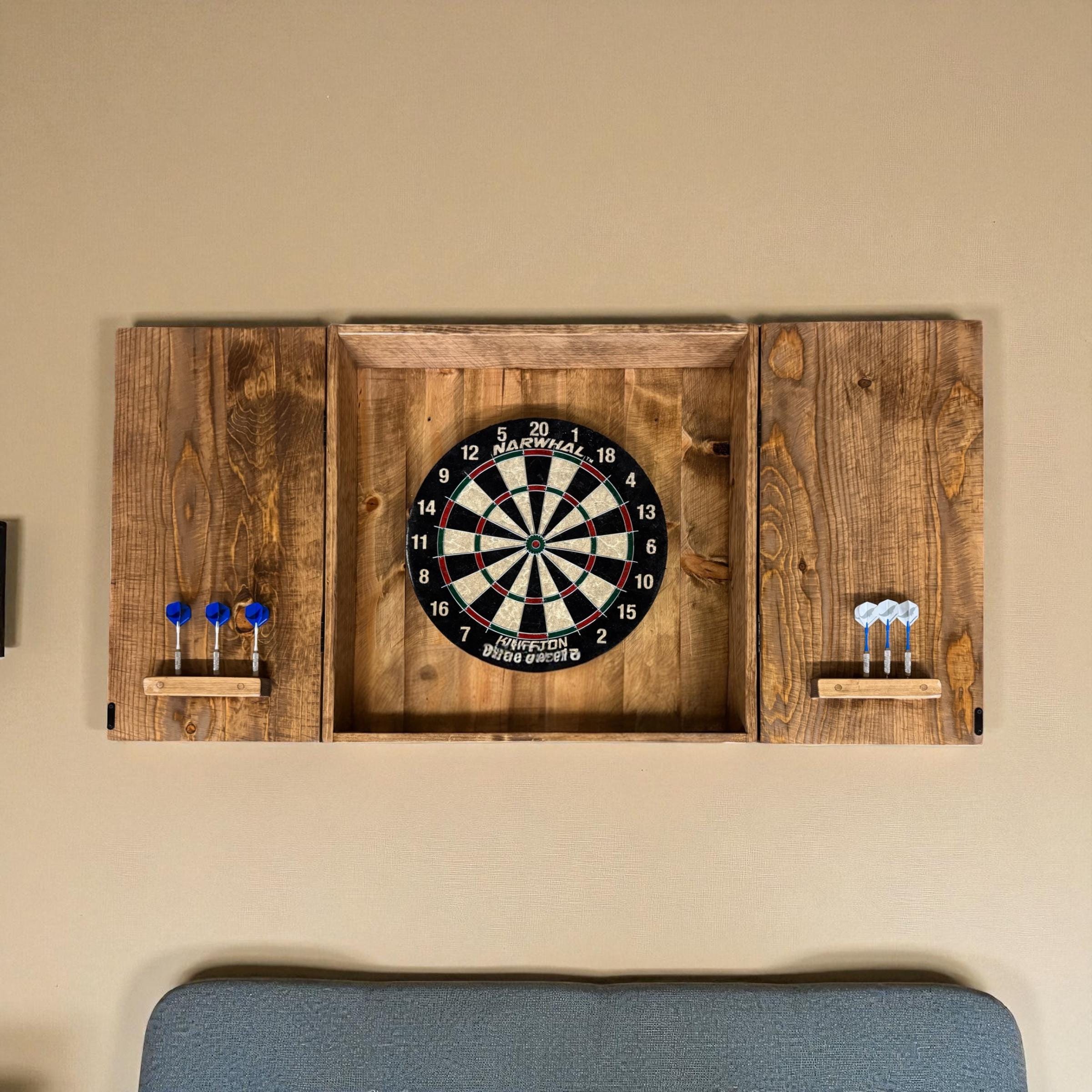 Handcrafted Reclaimed Wood Dartboard Cabinet – 27.5” X 27.5