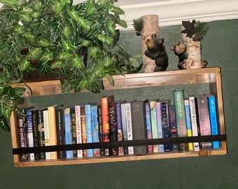 Floating Wood Bookshelf | Reclaimed Wood Hanging Shelf | Wood Wall Decor | Nursery Decor | Open Storage Shelf | Rustic Boho Photo Shelf