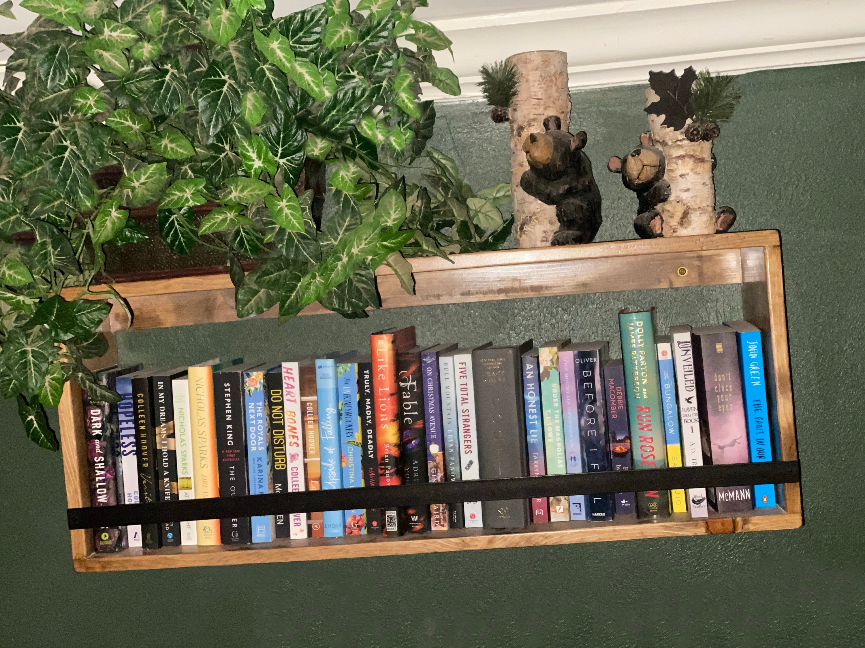 Floating Bookshelf Reclaimed Wood Hanging Bookshelf Wood Etsy