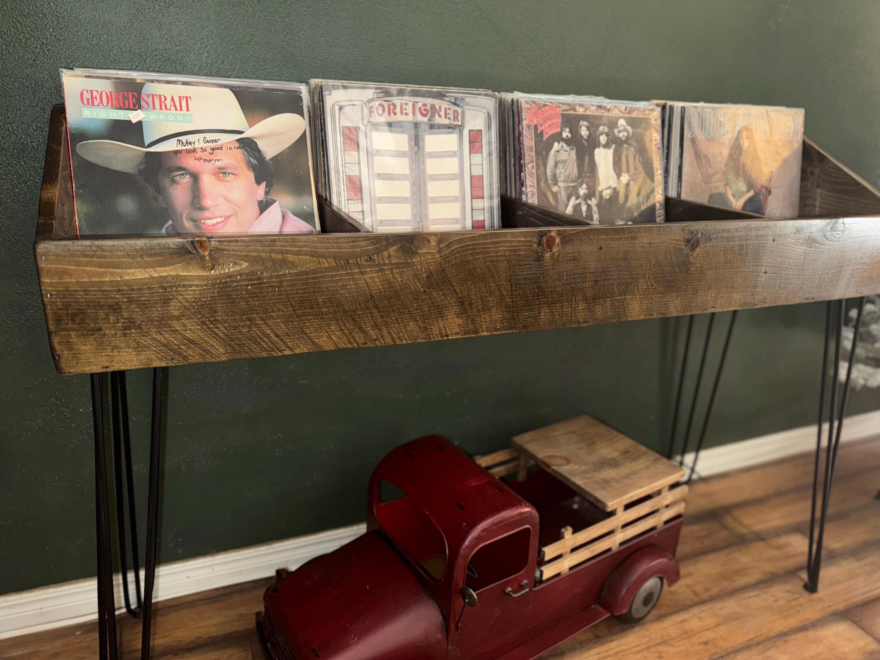Rustic Vinyl Record Storage Stand | Reclaimed Wood LP Display