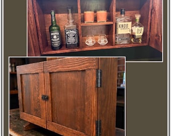 Handcrafted Rustic Liquor Cabinet | Wall Mounted or Freestanding Bar Cabinet | Whiskey Storage Cabinet | Reclaimed Wood Bar Cabinet