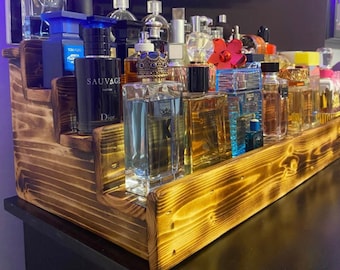 Reclaimed Wood Fragrance Display Shelf Bathroom Vanity Organization  Cologne Rack Perfume Holder - Main Image