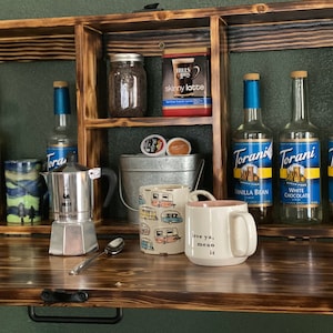 コーヒーバーキャビネット | 再生木材マーフィーバー | コーヒー愛好家へのギフト