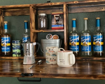 Coffee Bar Cabinet | Reclaimed Wood Murphy Bar | Coffee Lover Gift