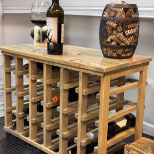 Handcrafted Solid Reclaimed Wood Wine Bottle Rack | Freestanding Wine Display | Solid Wood | Fully Assembled | Alcohol Holder