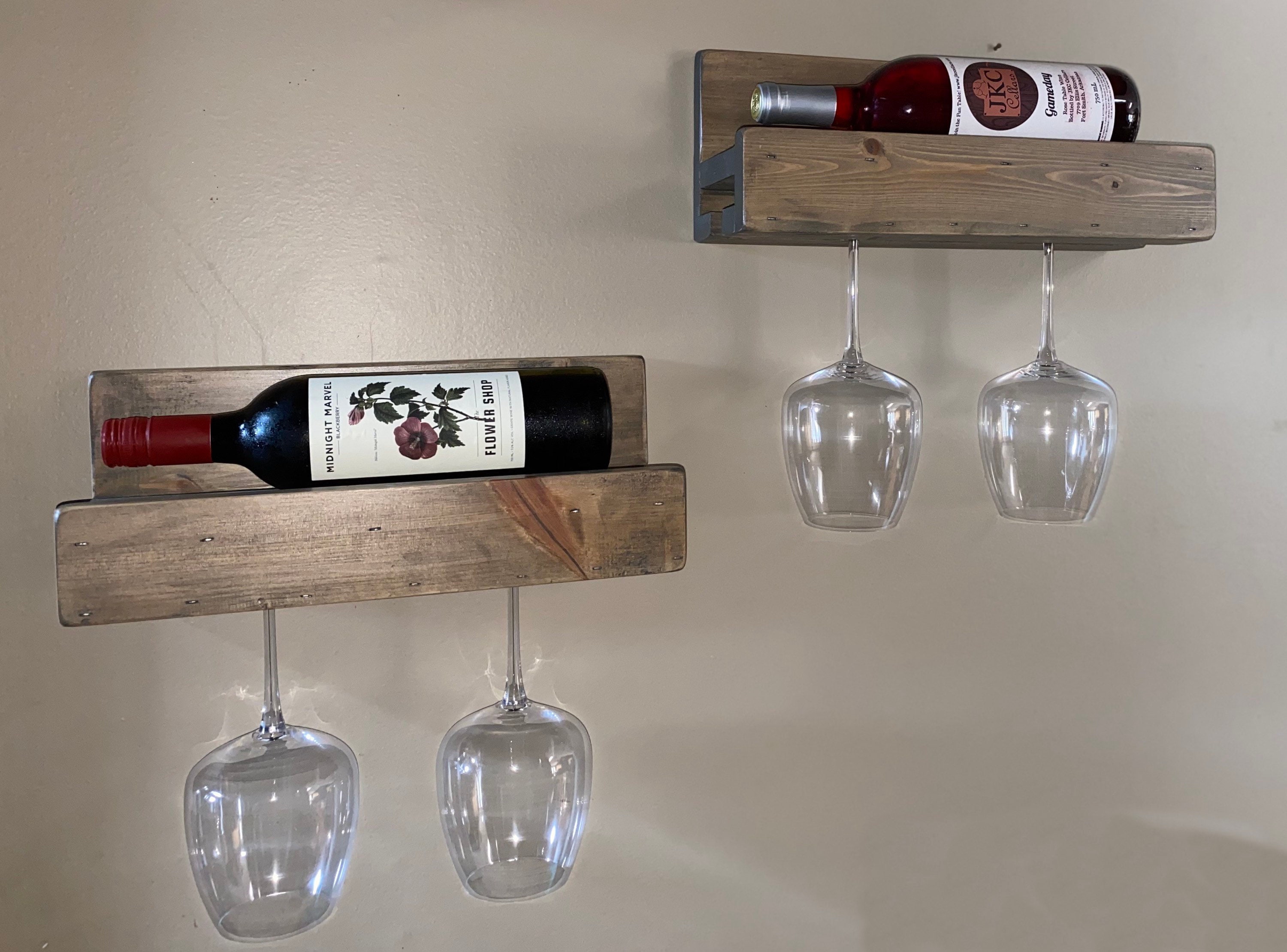 Home Bar Storage Eapmic Rustic Wine Glass Display Rack - Wall Mounted ...