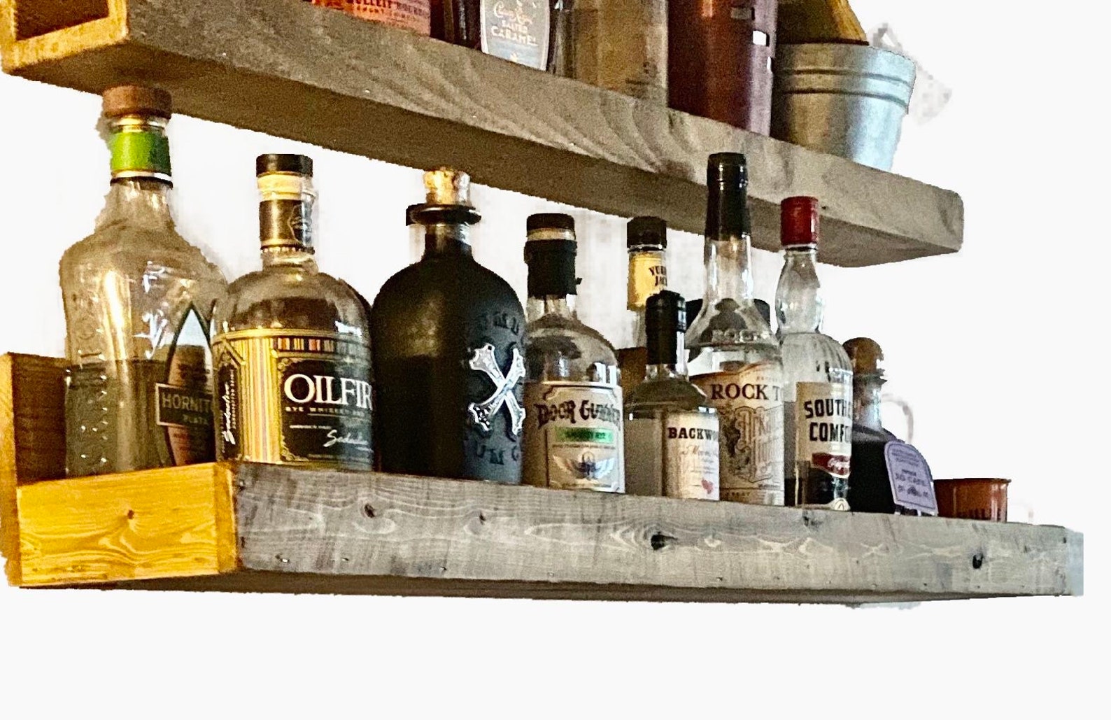 Reclaimed Wood Floating Bar Shelves 8 Deep Rustic Ledge Etsy