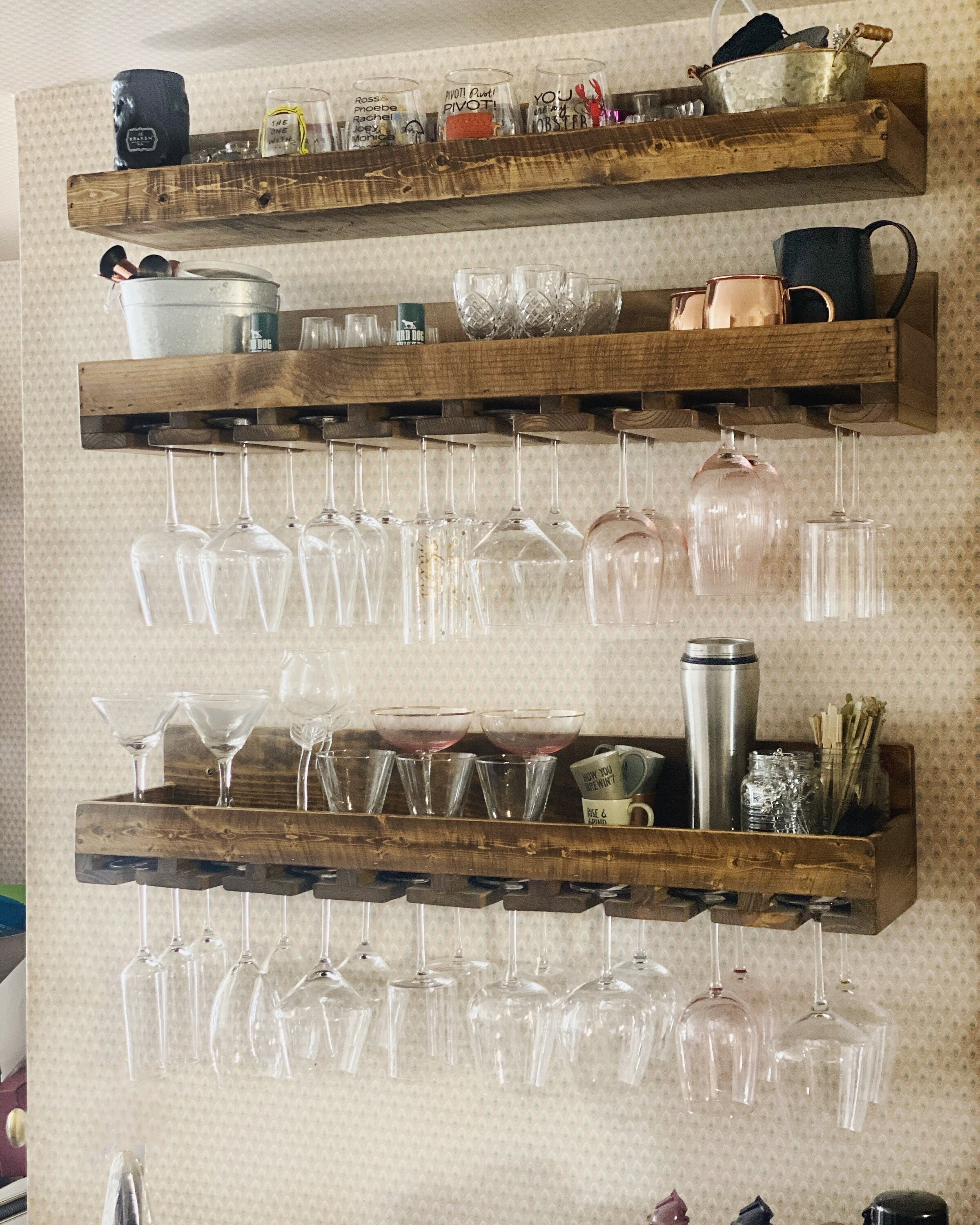 Bar Shelf With Glass Holder 