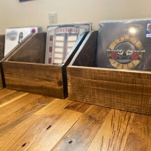 Reclaimed Wood Record Storage Rustic Vinyl Display Crate LP Collection Box Organization Man Cave Deco Home decor Handcrafted image 2