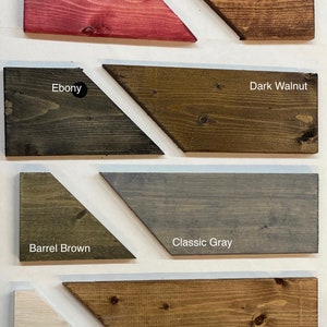Photo of available finishes for Rustic Ranch Creations.