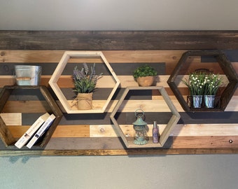Rustic Honeycomb Wall Shelf; Hexagon Wall Shelves; Essential Oil Shelf; Honeycomb Shelves; Hexagon Shelf; Rustic Shelves