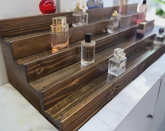 Reclaimed Wood Fragrance Display Shelf | Bathroom Vanity Organization | Cologne Rack | Perfume Holder