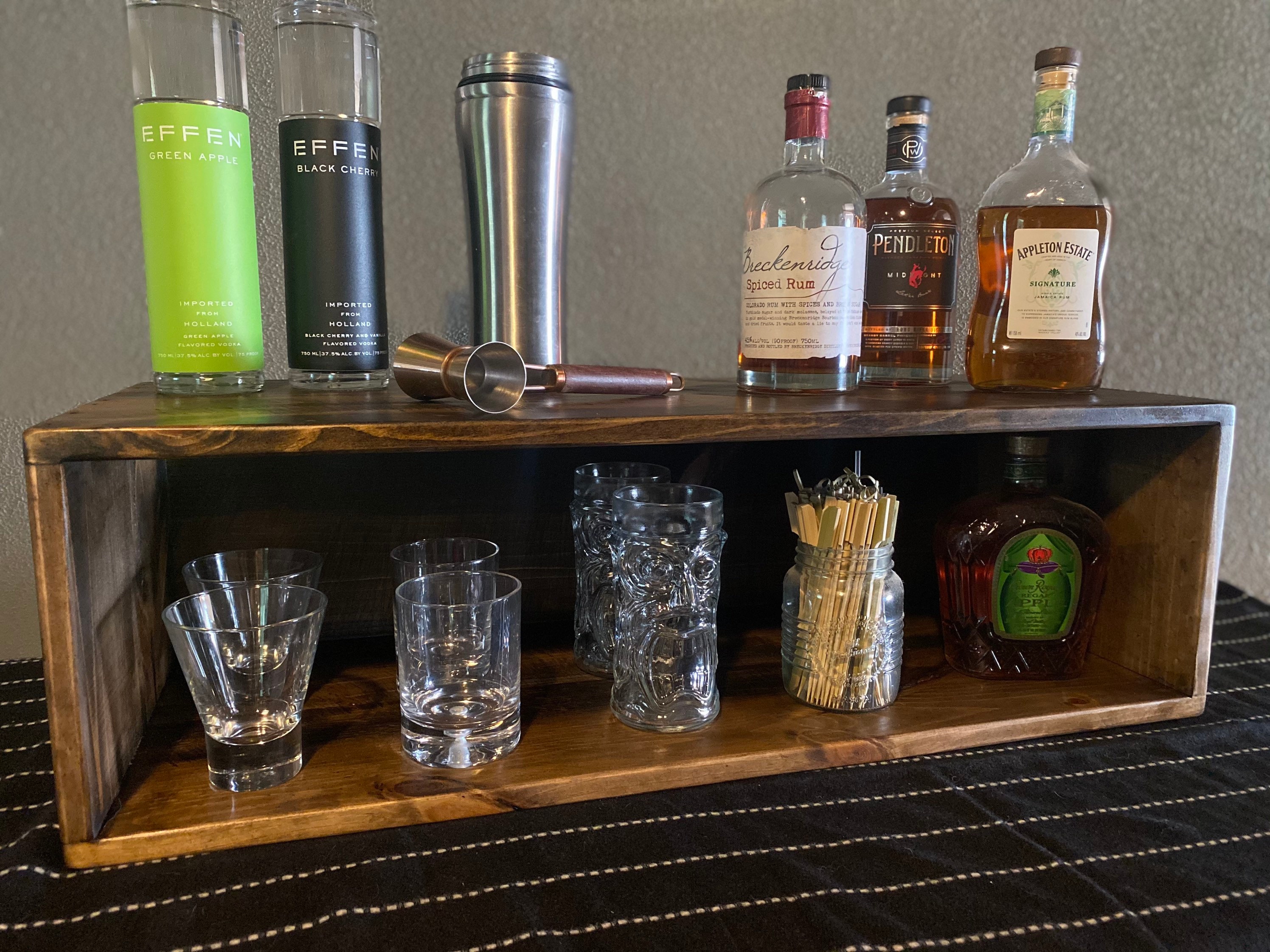 Liquor Bottle Display and Bar Glass Shelf Reclaimed Wood Home Bar Storage Etsy