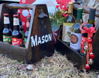 Beer Caddy; Wine Caddy; Milk Bottle Caddy; Rustic Bottle Caddy; 6 Bottle Caddy; Beer Tote; Wine Tote; Beer Caddy with Opener; Utensil Caddy