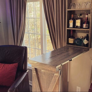 Rustic Murphy Bar Table | Drop Down Table | Dry Bar | Murphy Desk | Hidden Liquor Cabinet | Bar Shelf |