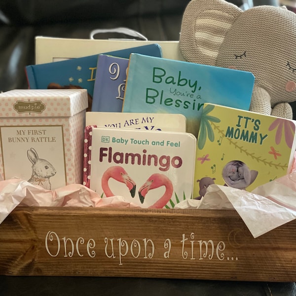 Rustic Nursery Book Box | Reclaimed Wood Baby Shower Crate | Reclaimed Wood Book Bin |  Nursery Book Storage | Reading Nook Bin