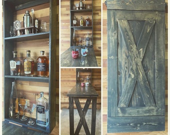 Rustic Murphy Bar Table | Drop Down Table | Dry Bar | Murphy Desk | Hidden Liquor Cabinet | Bar Shelf |