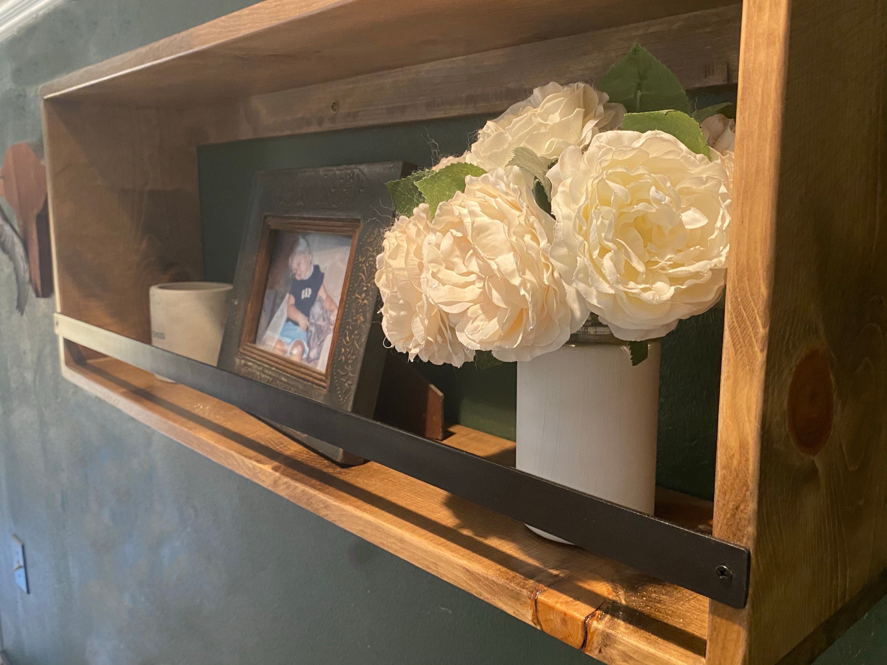 Floating Bookshelf Reclaimed Wood Hanging Bookshelf Wood Etsy