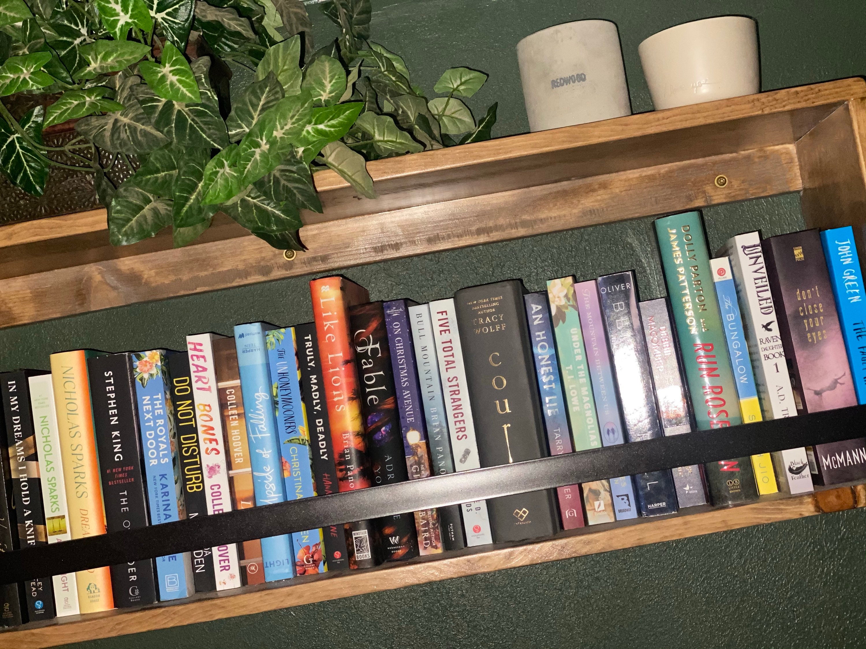 Floating Bookshelf Reclaimed Wood Hanging Bookshelf Wood Etsy