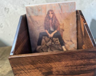 Vinyl Record Crate | LP Storage Box | Wooden Record Organizer | Mid Century Album Holder | Solid Wood